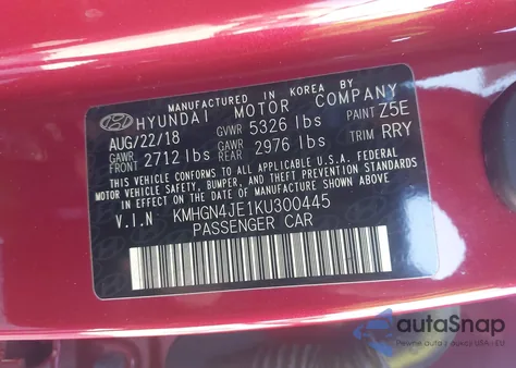 2019 Genesis G80 3.8 из США, поврежденный, VIN KMHGN4JE1KU300445